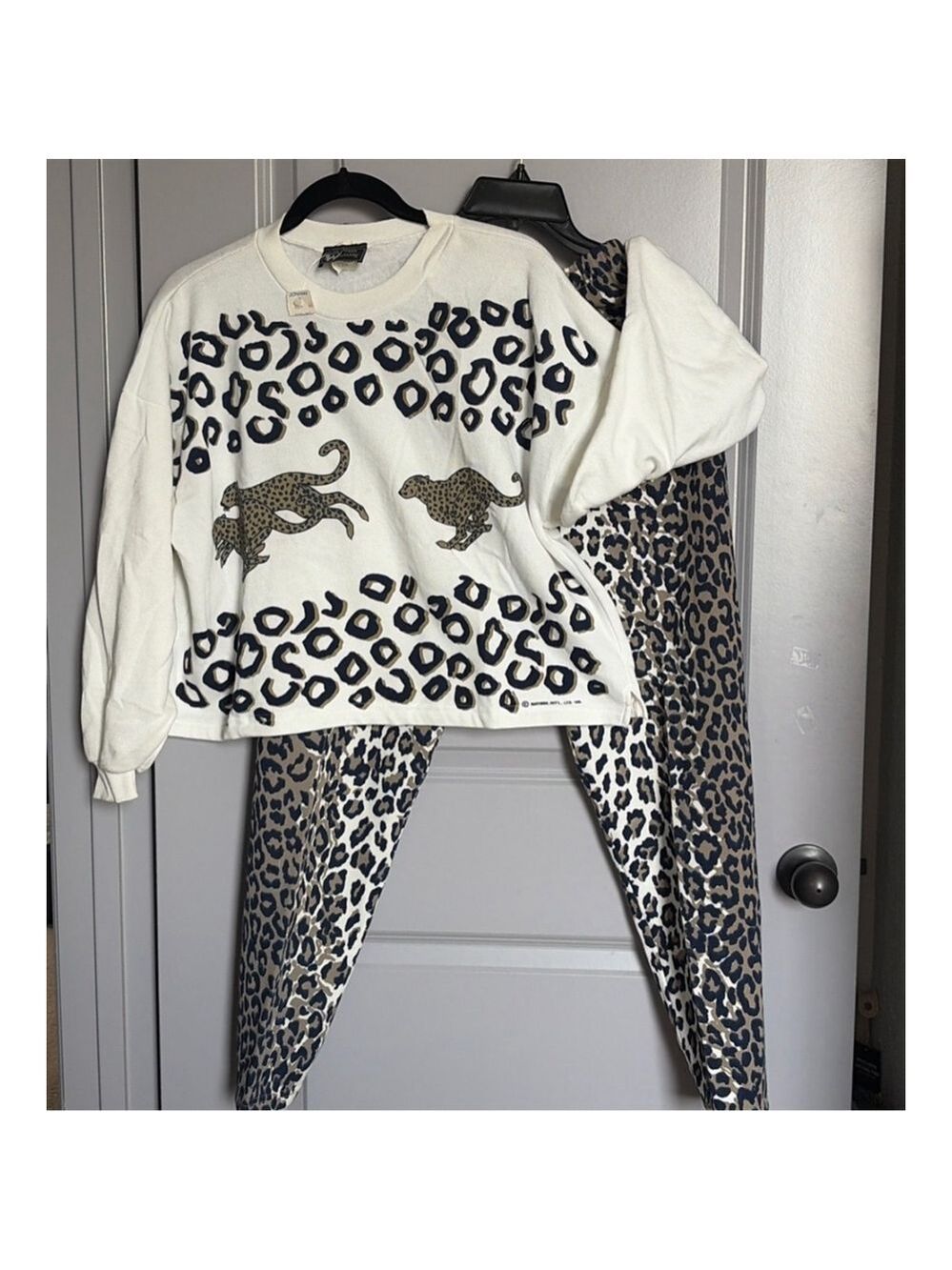 Women's West Street Westside Leopard Print Leggings Set-f L White Brown#0039